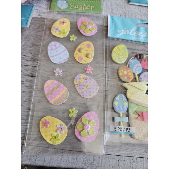 Sticker Lot Easter Basket Bunny Eggs Spring Scrapbooking 3D Stickers RARE #56 - Picture 7 of 10